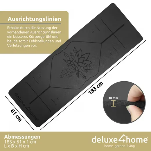 DELUXE4HOME Yogamatte NBR phthalatfrei mit Ausrichtungslinien
